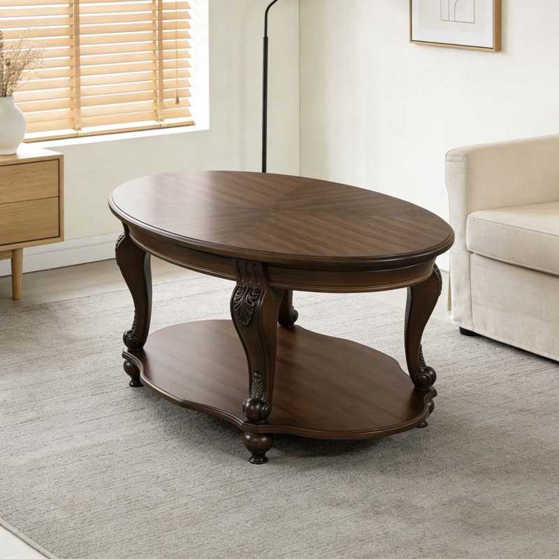 42' oval wood coffee table for Living Room, Espresso
