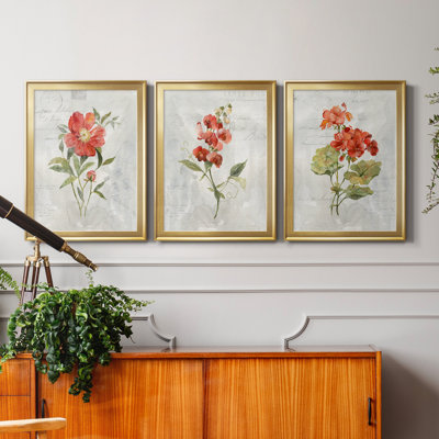 " Linen Geranium " 3 - Pieces Painting Print