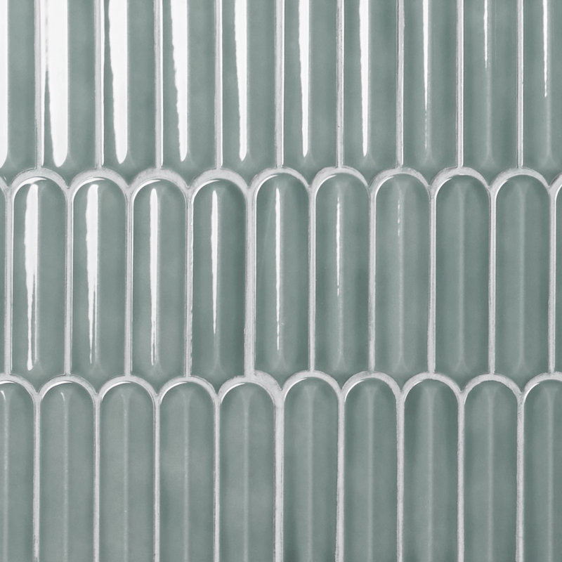 Plumes superposées 11,41 po X 12,87 po Carreau de mosaïque murale en céramique brillante (11,11 pieds carrés / caisse)