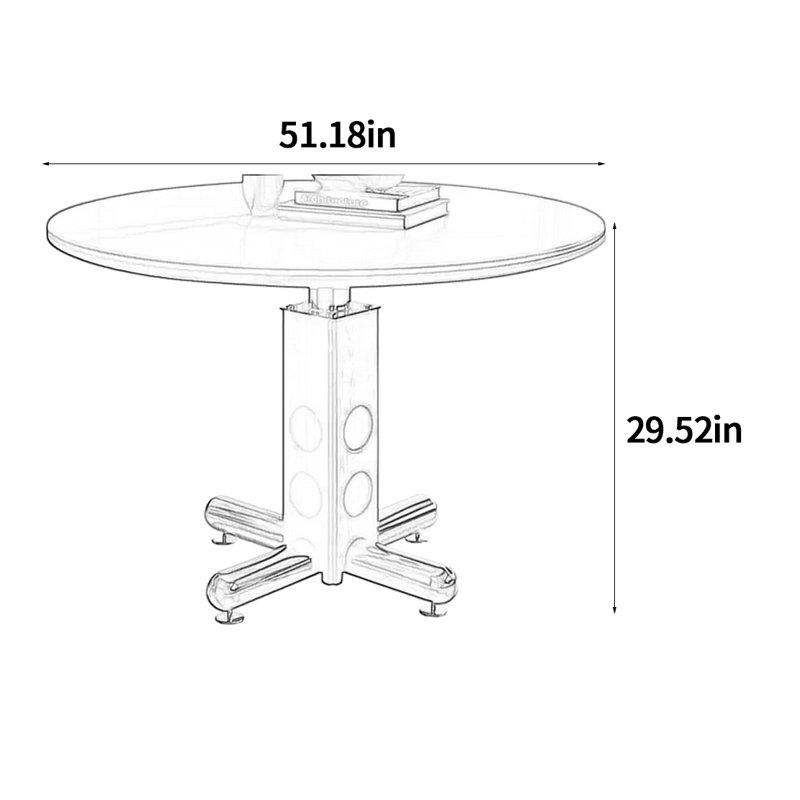 Table de salle à manger ronde Bauhaus, H 29,52 po x L 51,18 po x l 51,18 po