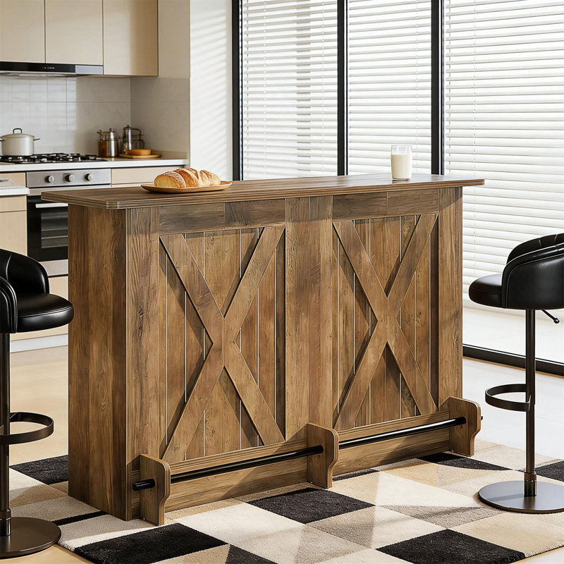 Élégante table de bar à 2 niveaux avec comptoir spacieux et tablettes