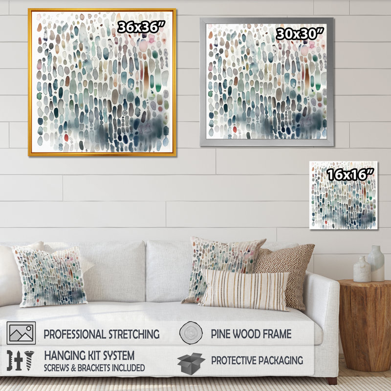 «Nayeli Blue and White Exploration Abstracted Patterns II», reproduction sur toile, Cadre photo noir