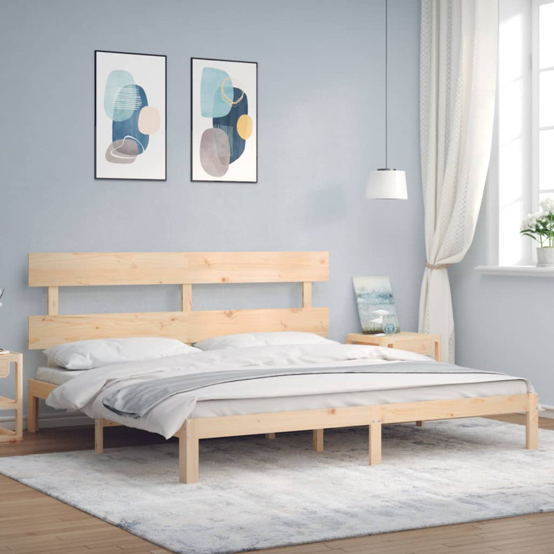Bed Frame with Headboard, Natural, Super King (6')