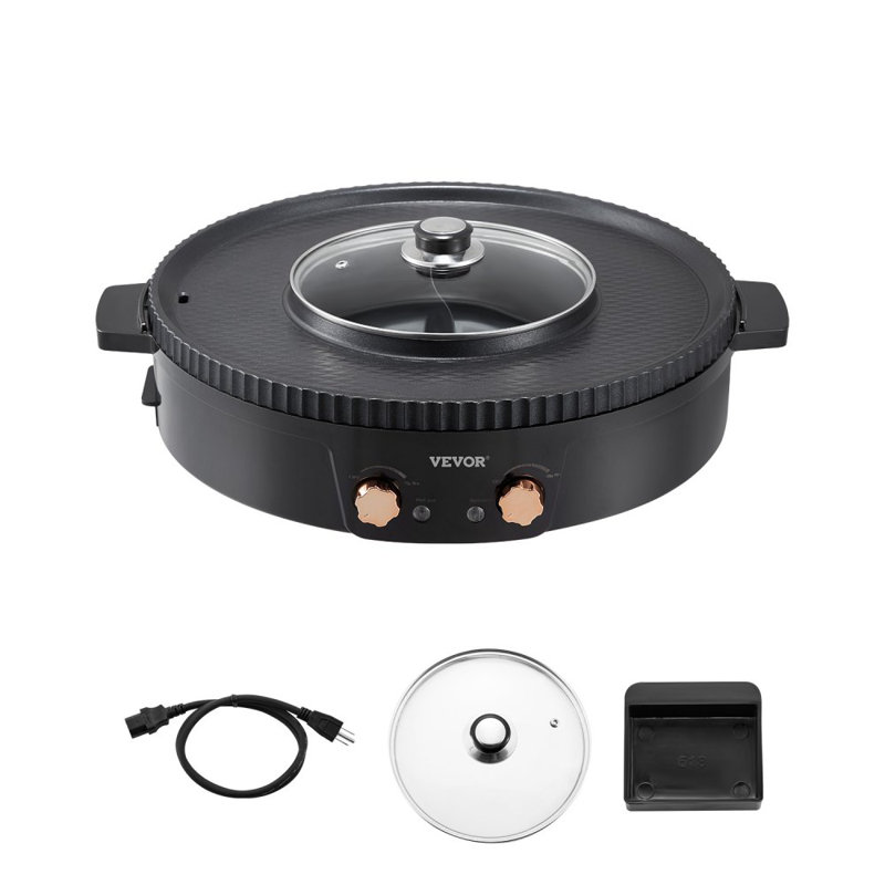 Hot Pot with Grill 1800W 2-in-1 Electric Smokeless Grill Hot Pot for 2-8 People