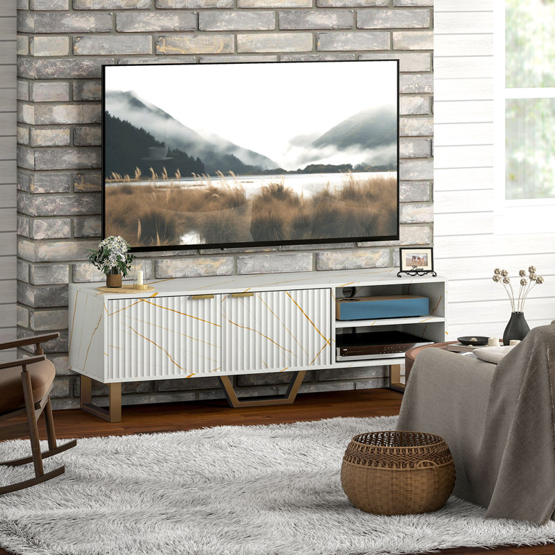 HOMCOM Marble Effect TV Unit for up to 70" Television, White