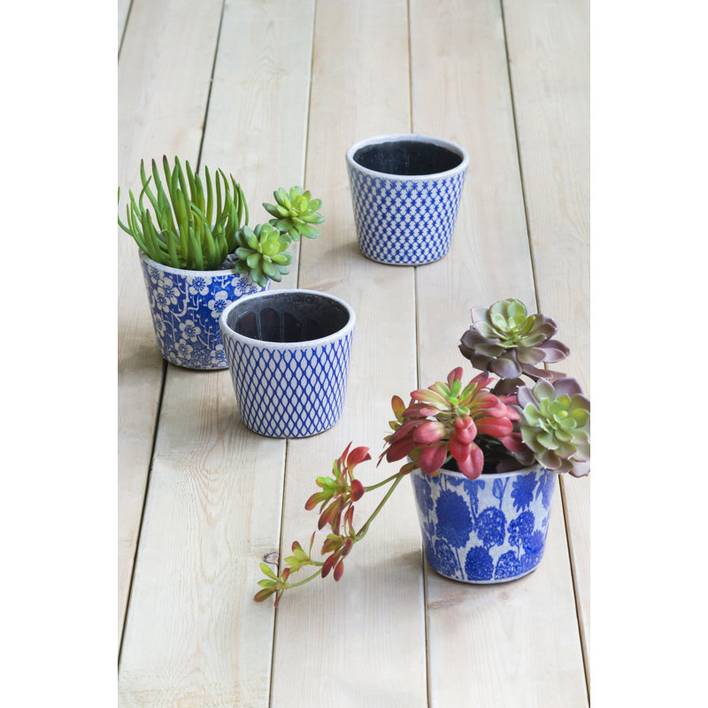 Charlotte Distressed Blue Terracotta Planter Set