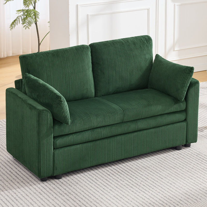Causeuse modulaire 50,8 po avec coussin à deux couches - Canapé 2 places en velours côtelé, Vert