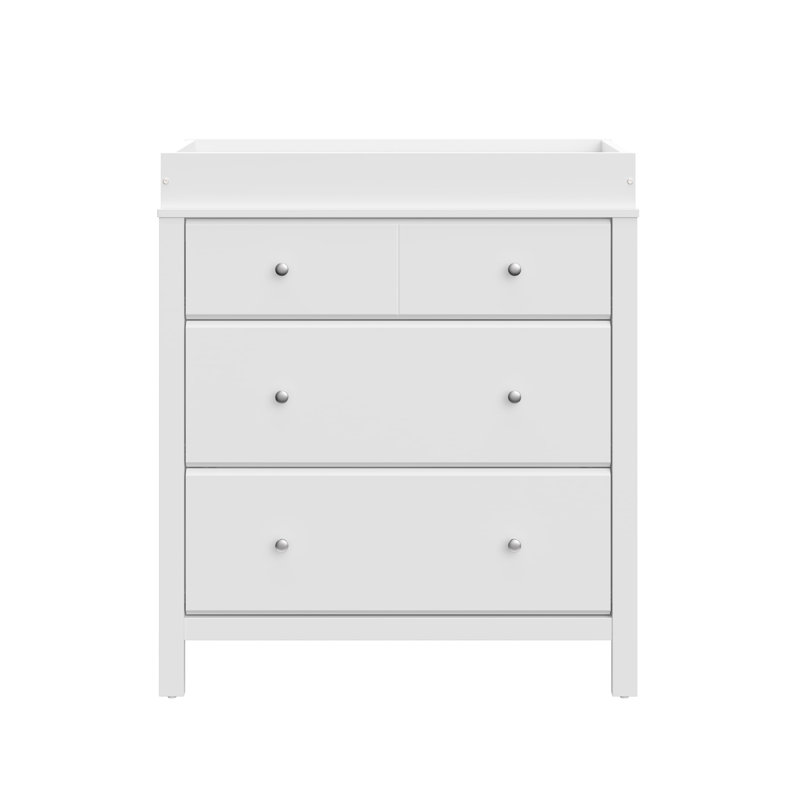 White 3-Drawer Dresser with Changing Topper