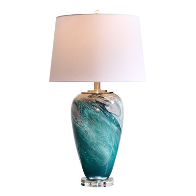 Lampe de table en verre 27,5 "tourbillon vénitien avec base en cristal