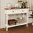 Farmhouse Style Console Table With 2 Drawer And Bottom Storage Shelf For Entryway, Rustic Side Table With Storage Drawer And Shelf For Living Room, Hallway(Antique White)-794329674