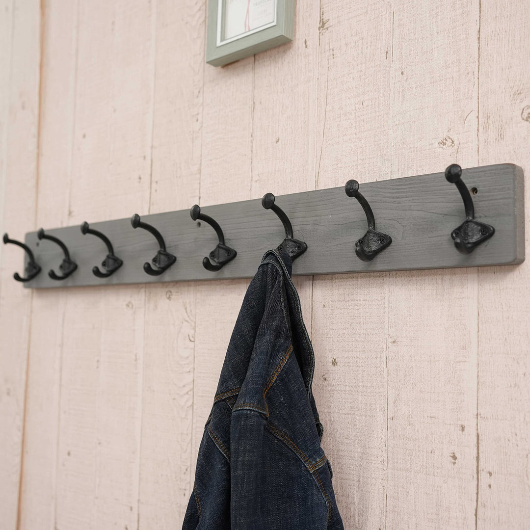 Solid Wood Wall Mounted Required 8 - Hook Wall Mounted Coat Rack