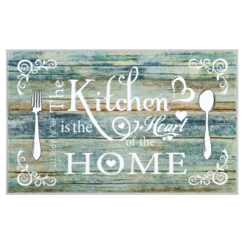 Machine Washable Non-Slip Kitchen Mat, Green
