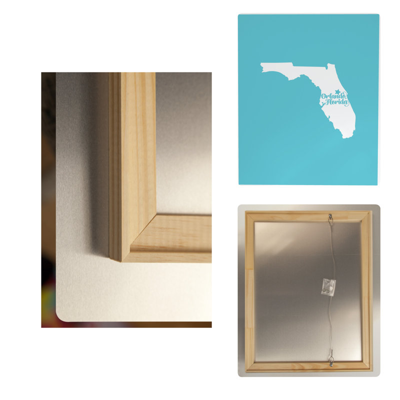 Douce maison Orlando — Silhouette de l'État de Floride — Portrait mural en métal, H 14 po x l 11 po