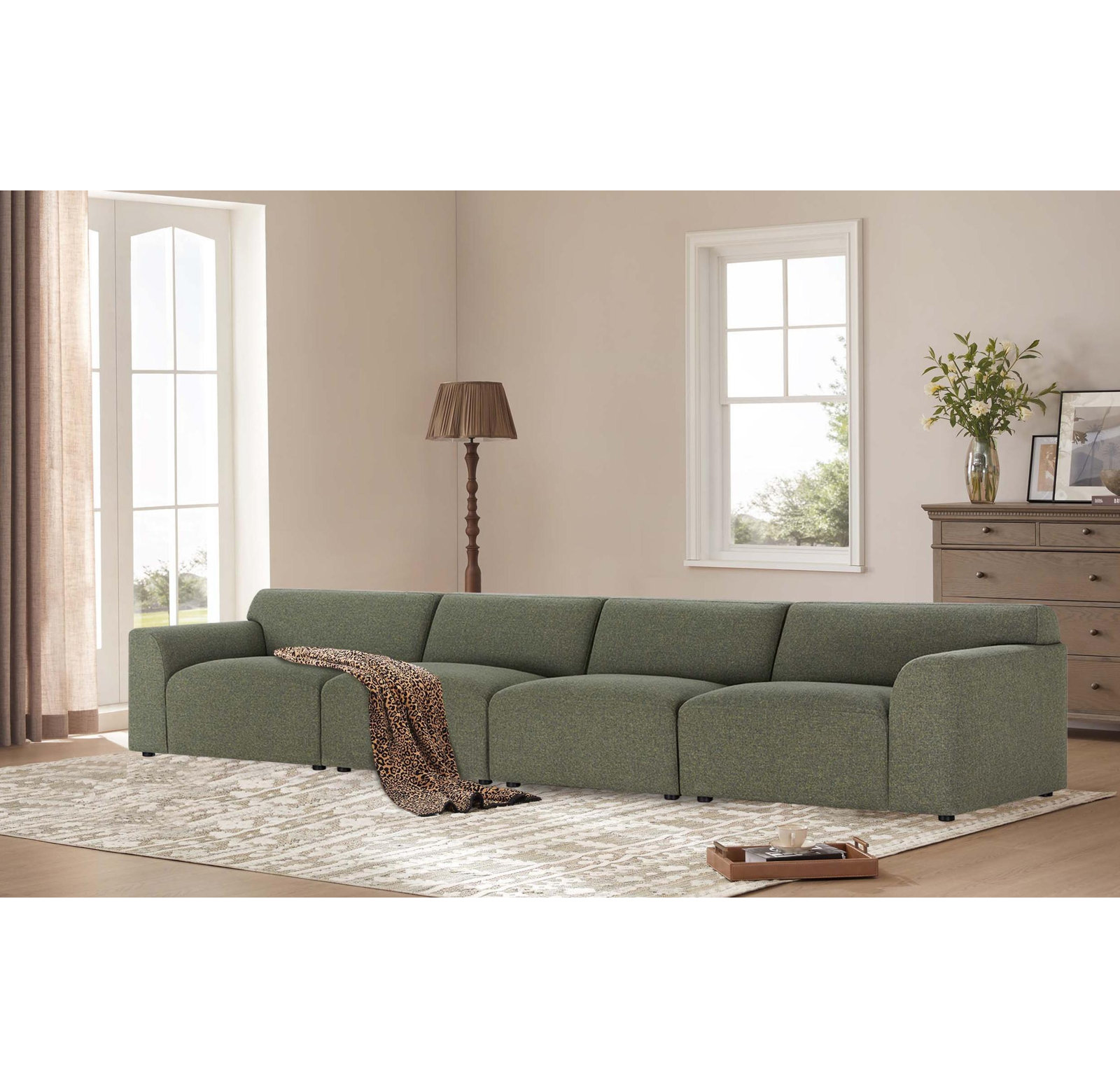 Morell 4-Piece 164" Upholstered Sofa, Nathan Hemp Tweed
