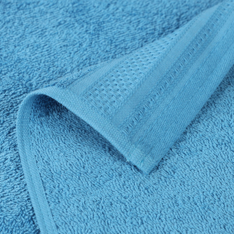 Serviettes de toilette en coton 100 % texturé avec bordure gaufrée, poids moyen., Azur
