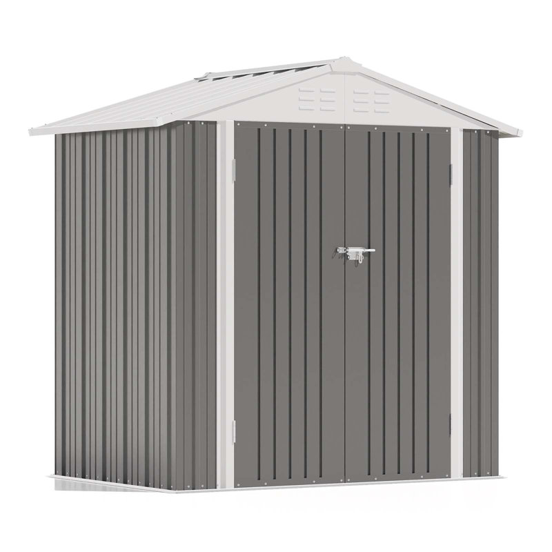 Remise de rangement en métal l 6 pi x P 4 pi, Gris