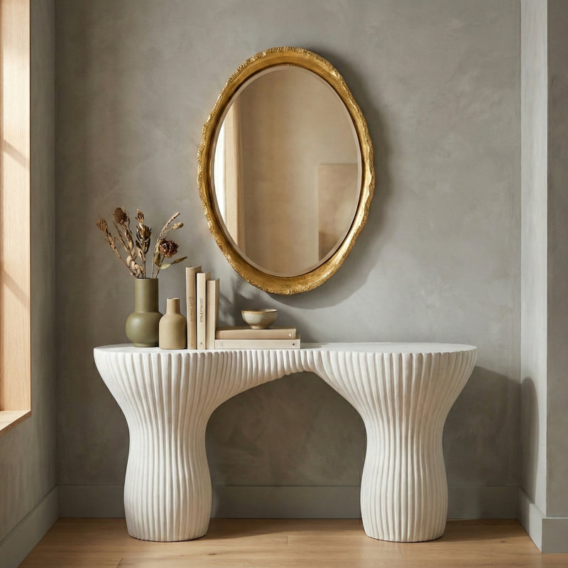 Cadence Console Table, White Stone, White Stone