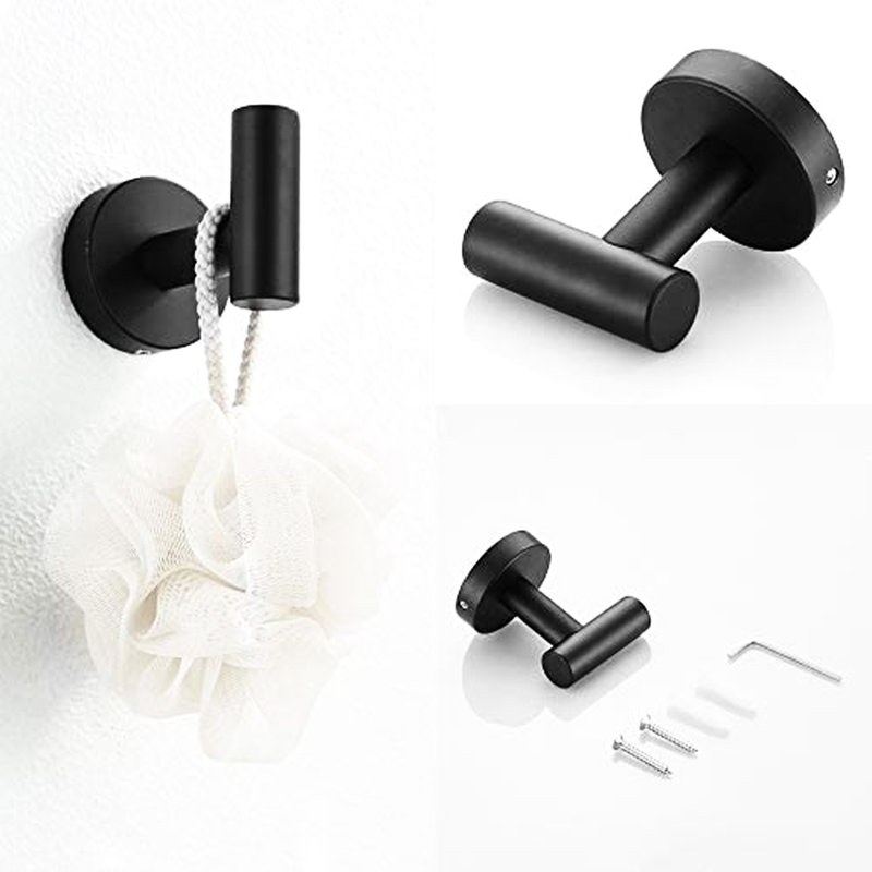 Sus304 Stainless Steel Bathroom Hardware 3 In Matte Black. Consists Of Towel Bar, Toilet Paper Holder, Robe Hook. Rustproof, Heavy-Duty, Scratch-. Modern Design. Easy Installation. Mounting Included