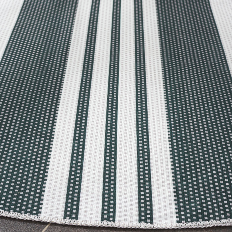 Amalea Performance Machine Washable Striped Rug, Round 6'