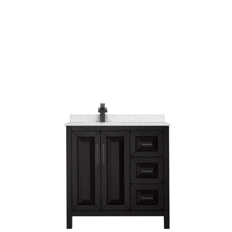 Daria 36'' W Single Vanity, Carrara Cultured Marble, Matte Black, Dark Espresso