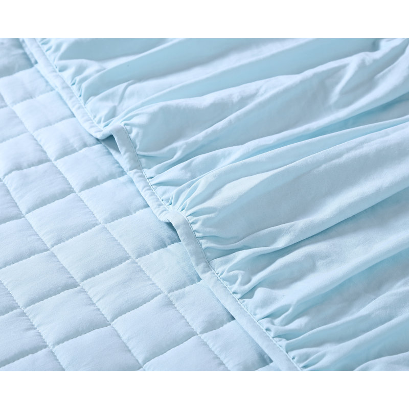 Cedra Quilt Collection Traditional Polyester Quilt, Light Blue, King Quilt + 2 Shams