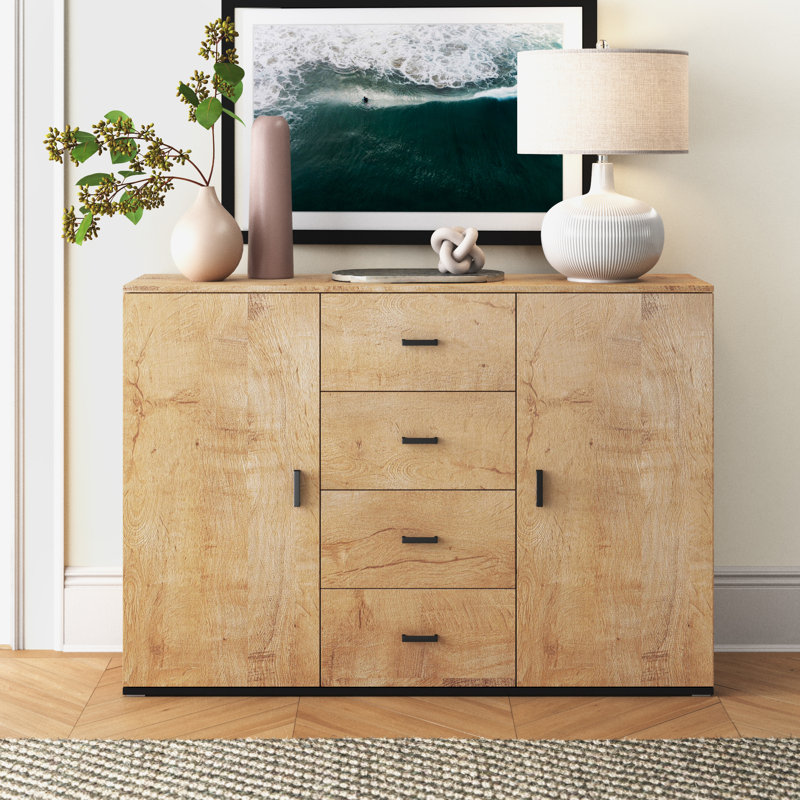Sabala 52" Sideboard with High Gloss Finish, Oak
