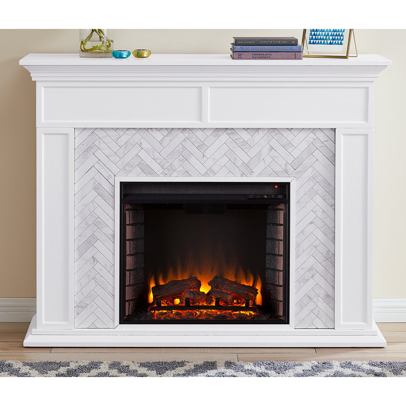 Foyer électrique en marbre Hilmar, H 20 po x l 23,75 po x P 8,25 po