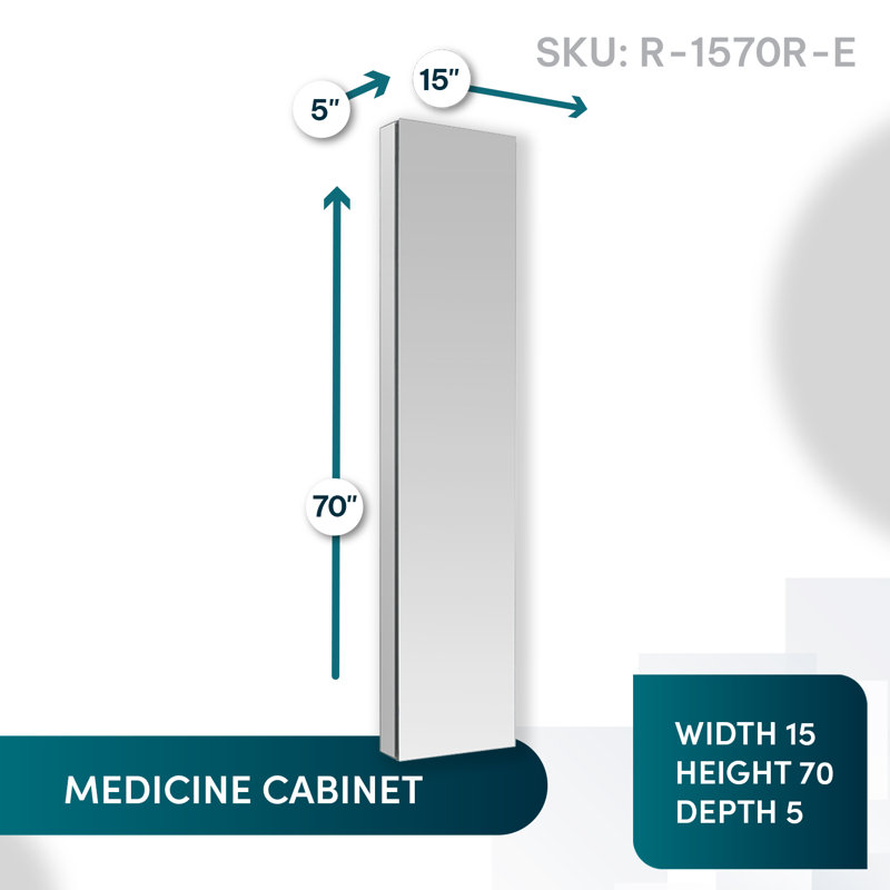 Royale Tall 70" Silver Medicine Cabinet with LED Mirror