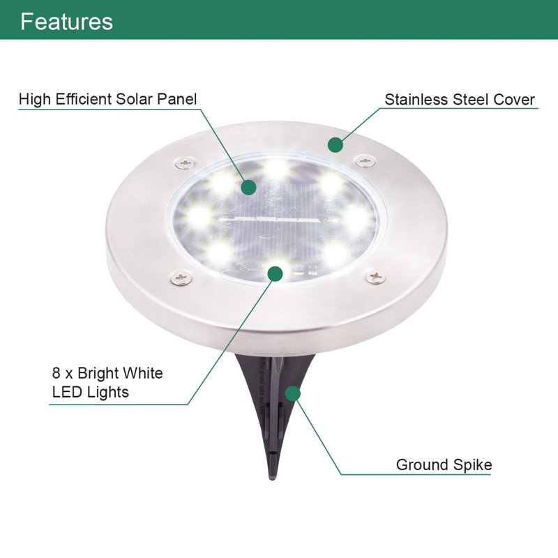 Silver Low Voltage Solar Powered Integrated LED Pathway Light Pack