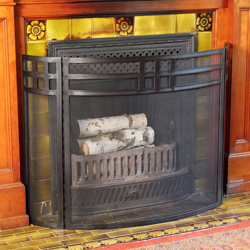 Alasha Iron Fireplace Screen, Black