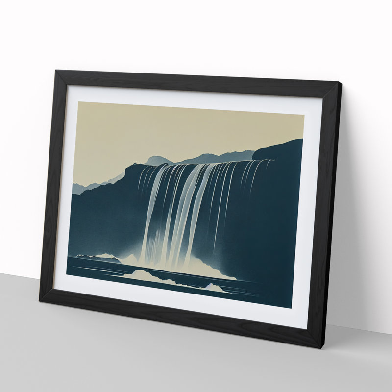 Flawless Waterfall - Single Picture Frame Print, Black, 34cm H x 46cm W x 2cm D