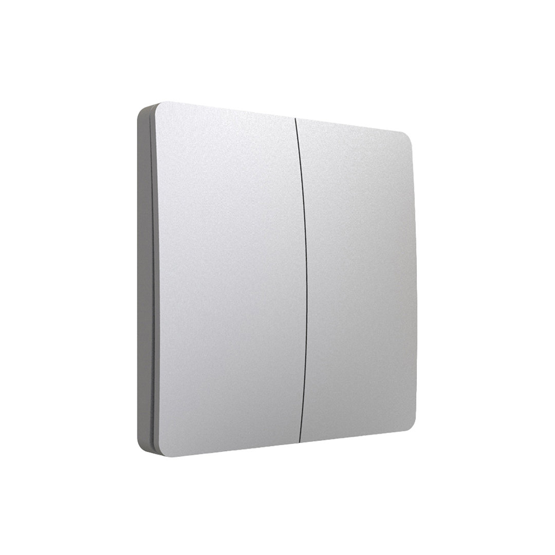 Ener - J 2 Gang Wireless Kinetic Switch Battery Free No Wiring Silver Body Dimmable and Non Dimmable