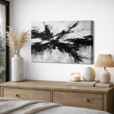 «Black White», œuvre d'art audacieuse, impression sur toile encadrée