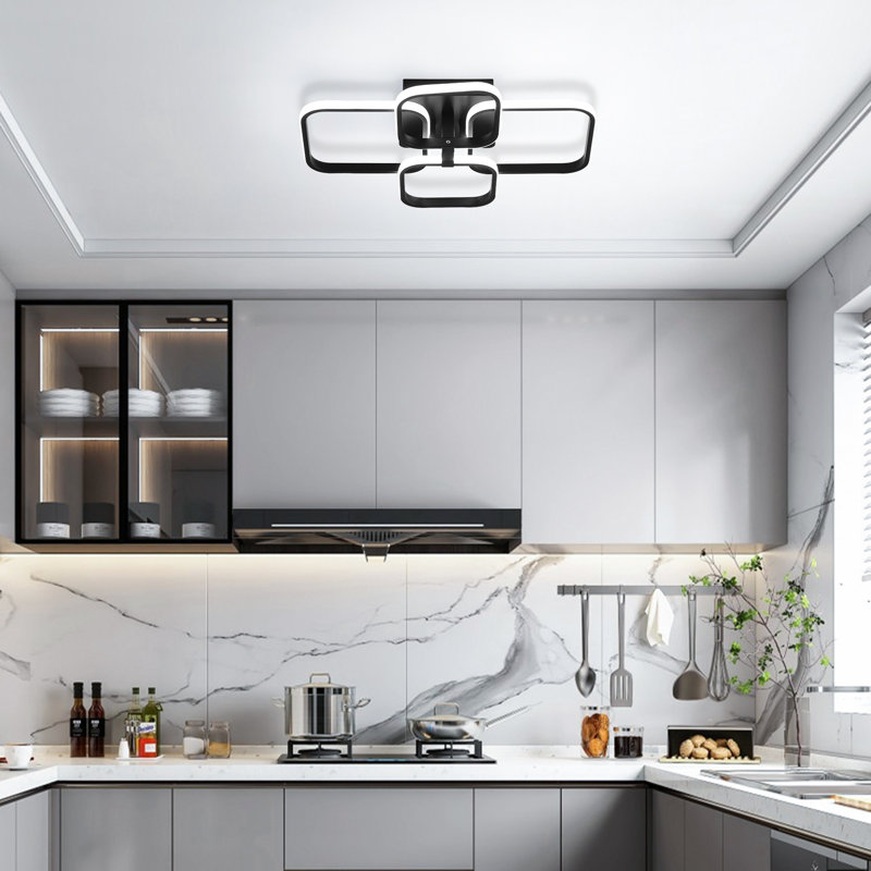 Hessville 4-Light  58cm LED Flush Mount Ceiling Light, 6000K, Black