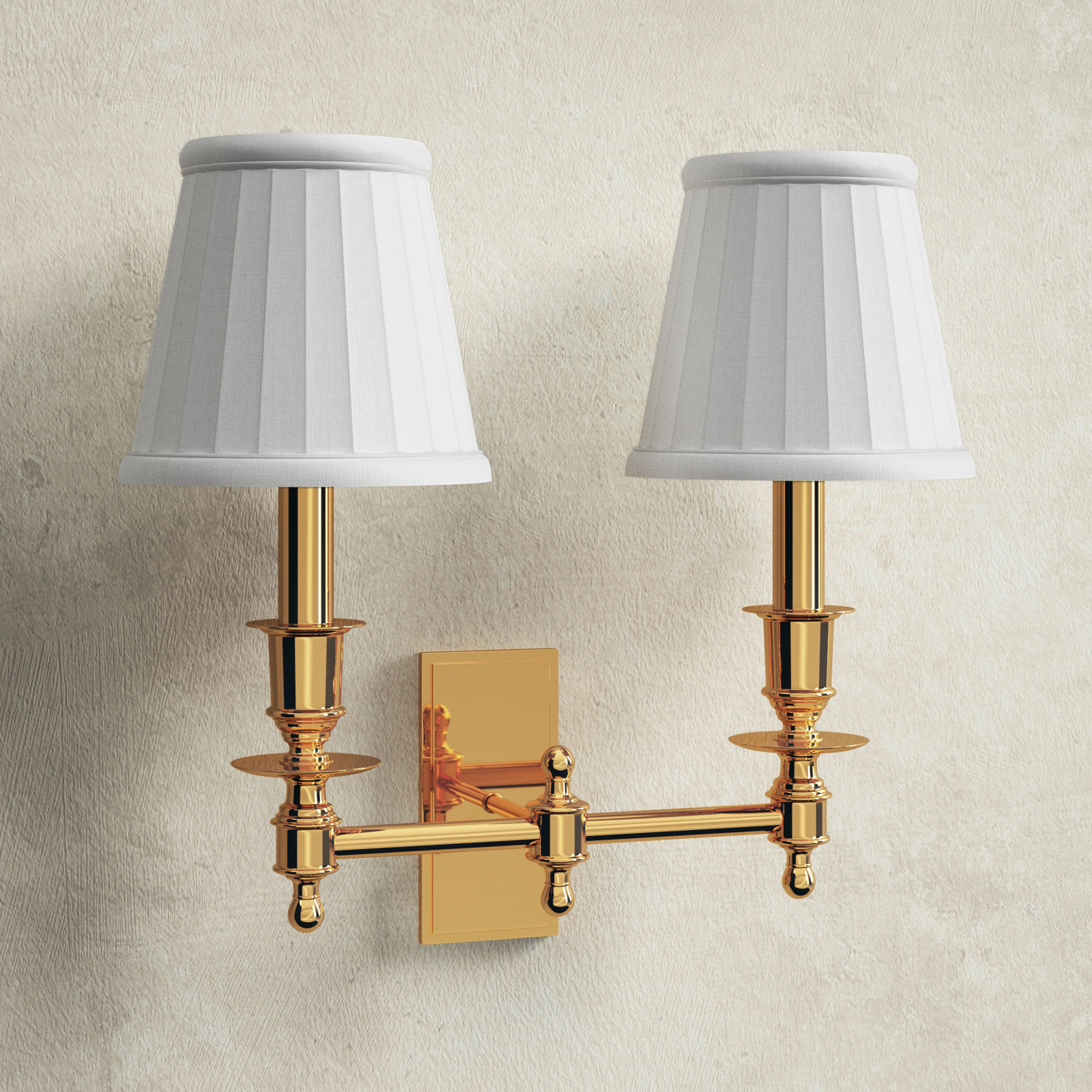 Ellean 2 Light Dimmable Candle Wall Light, Polished Brass