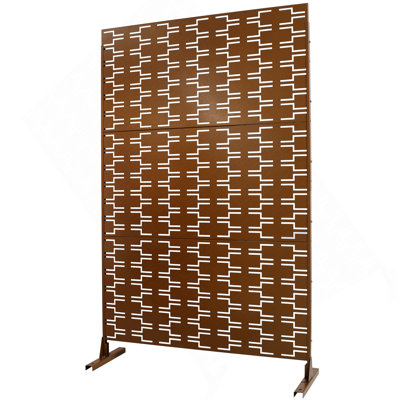 Écran d'intimité extérieur et intérieur en métal H 76 po x l 48 po, écran d'intimité décoratif autoportant pour terrasse de balcon, panneaux de clôture d'intimité pour jardin extérieur PS112 BRUN HAMMERTONE