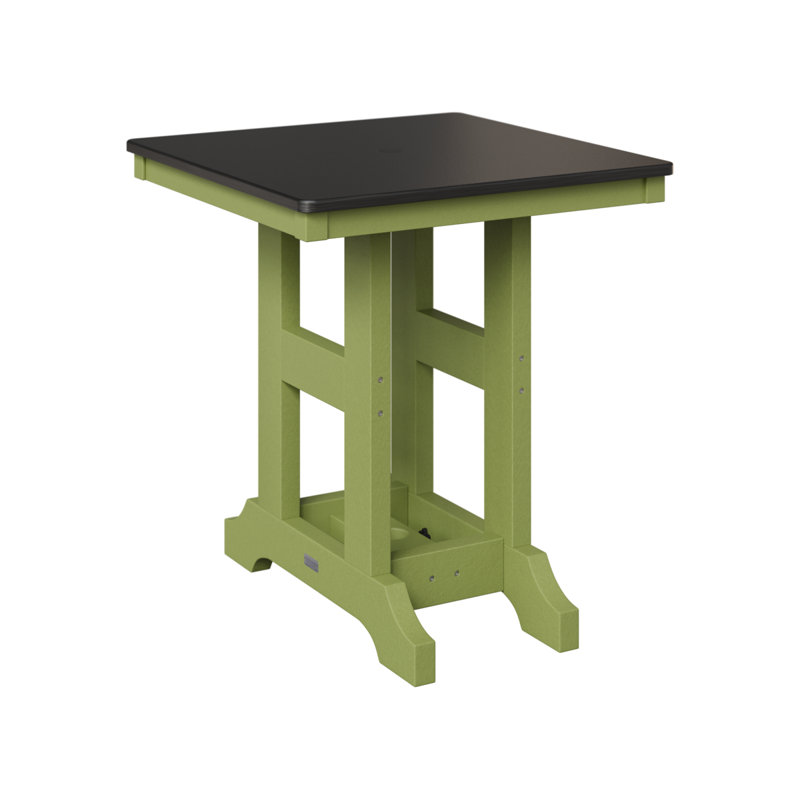 Table de salle à manger carrée 28 po Berlin Gardens Garden Classic, Vert kiwi, H 30,87 po x l 28 po x P 28 po, Noir martelé