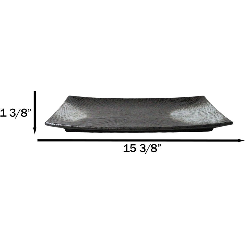 Ensemble de 3 plat de service rectangulaire long en porcelaine de ton gris Hakumu 15 po x 8,5 po