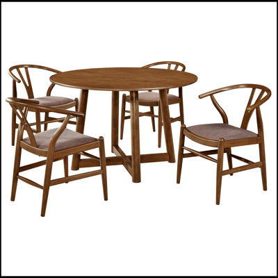 Guinea Walnut 5-piece Solid Wood Dining Set with Durable Craftsmanship and Timeless Design for Elegant Dining Experiences