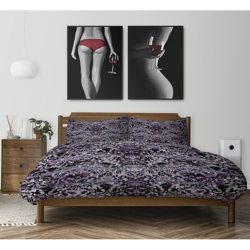 Polyester Twill Abstract Duvet Cover, Queen Duvet Cover + 2 Standard Pillowcases