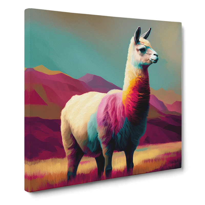 Llama Colour Field - Wrapped Canvas, 35cm H x 35cm W x 3cm D