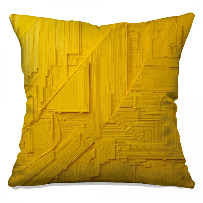 Coussins décoratifs texturés jaunes à double face, 16 x 16 pouces