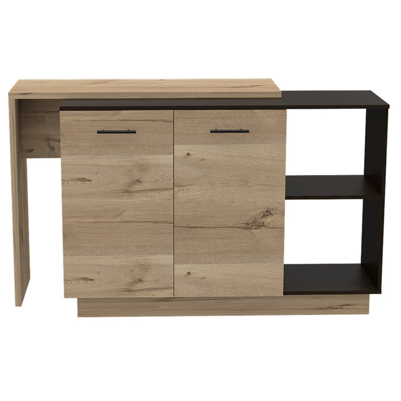 Îlot de cuisine à 2 tablettes et 1 tiroir Chesterfield - Wengé noir