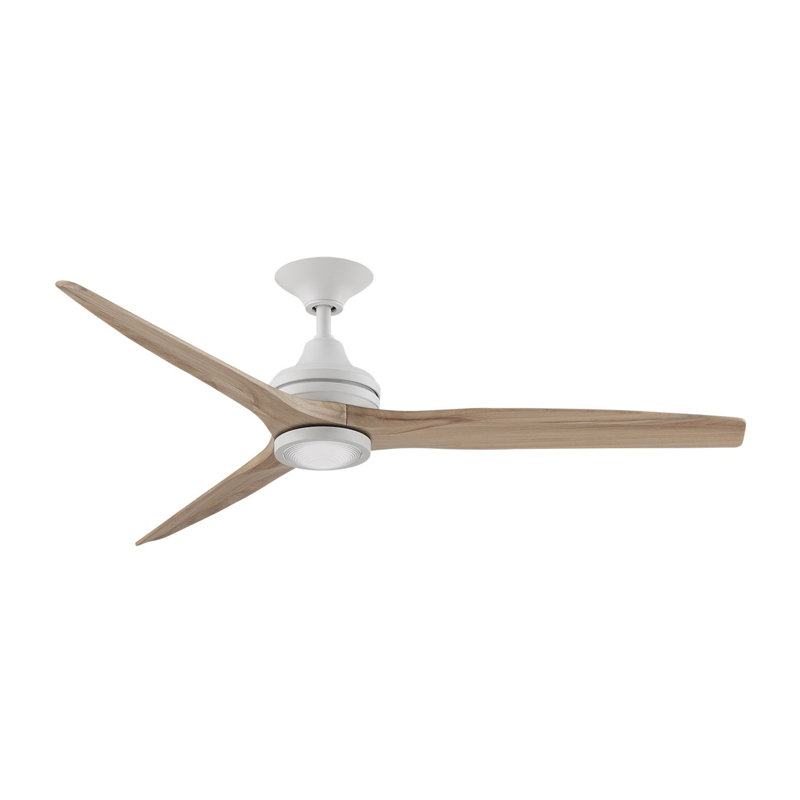 Spitfire 60 inch Indoor/Outdoor Ceiling Fan with LED Light Kit - Matte White with Natural blades, Natural, Matte White