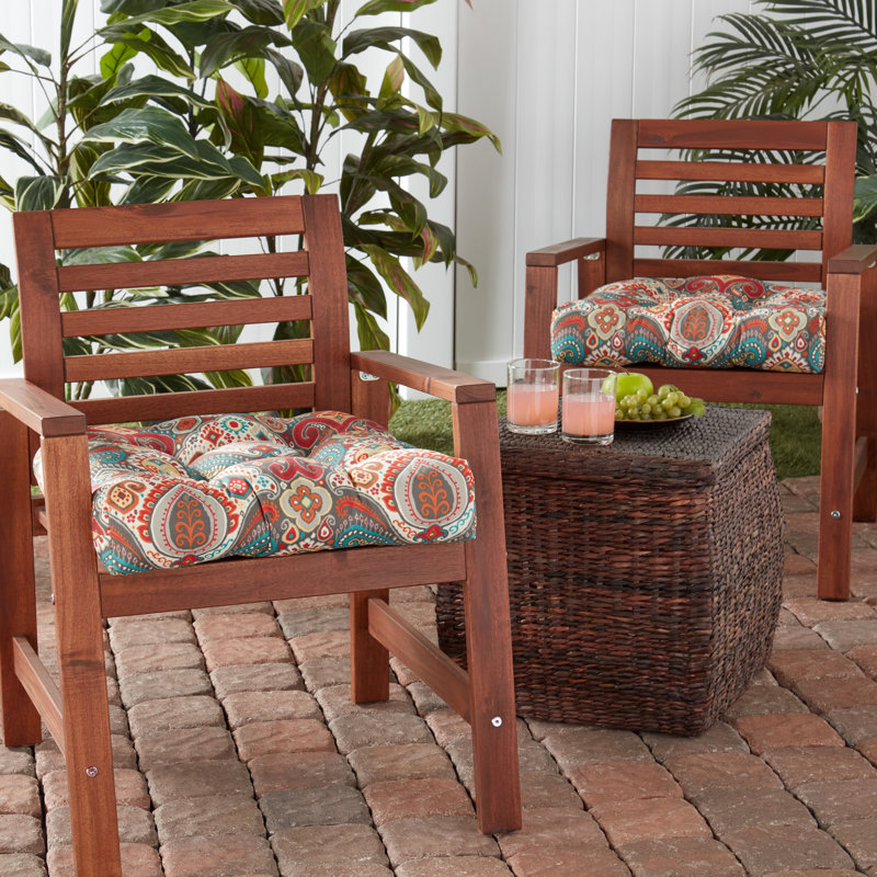 Shipton Outdoor 20'' Dining Chair Seat Cushion, Timberland Floral, 2