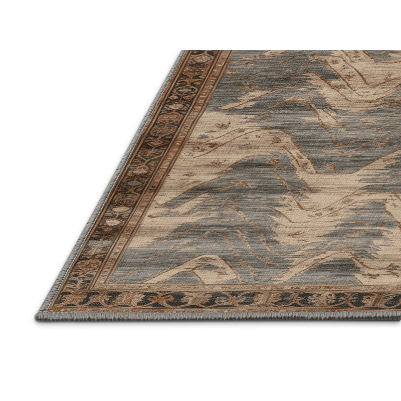 Tapis persan gris lavable à la machine, Rectangulaire 8 pi x 10 pi