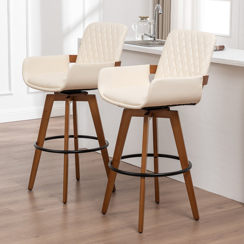 Modern Swivel Bar Stool, Beige, Bar Stool (75.4cm Seat Height)