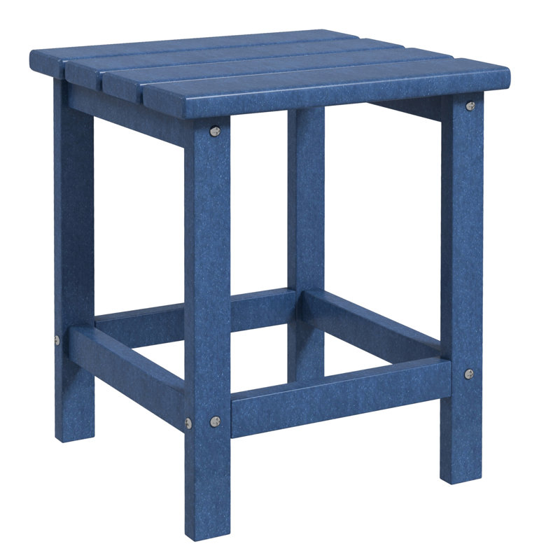 Blue Side Table, 15" Weather Square Outdoor End Table For Pool, Porch, Balcony Balcony,