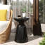 Grande table de bout d'extérieur moderne en métal - fer noir avec piédestal évasé et structure stable, 15 po x 15 po x 21,36 po, piédestal prêt à l'emploi, aucun assemblage requis-799767165