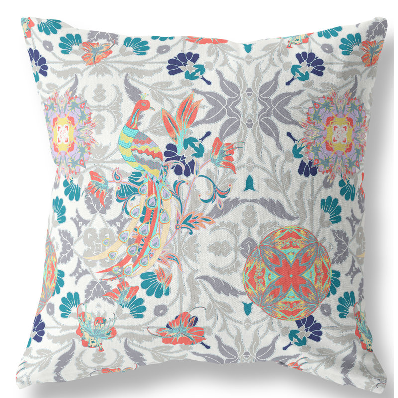 Amaretto Reversible Throw Pillow, 18"x18", White/Orange